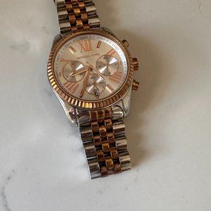 Michael Kors Silver and Rose Gold Runway Watch